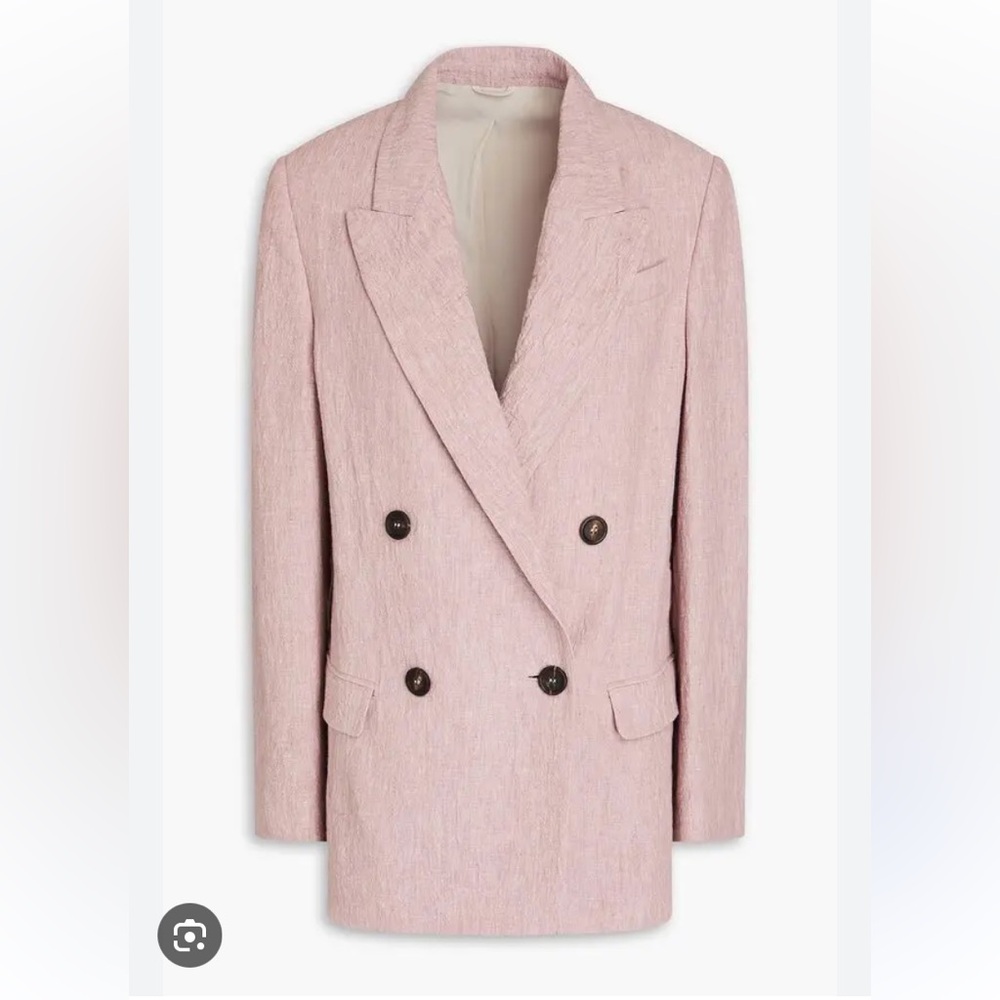 Brunello Cucinelli Linen Blazer Womens Pink Double Breasted Sz 40 Italy - Picture 16 of 16